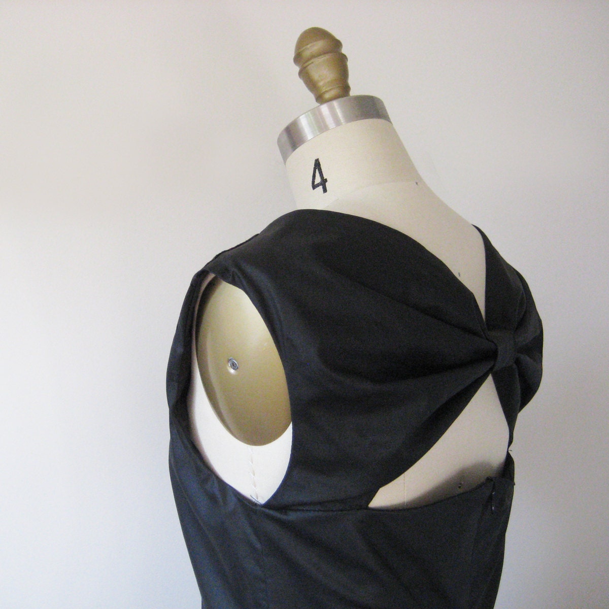 SALE - winter fashion little black dress with bow back detail and pleated a line skirt in waxed cotton - West 10th Dress - ready to ship