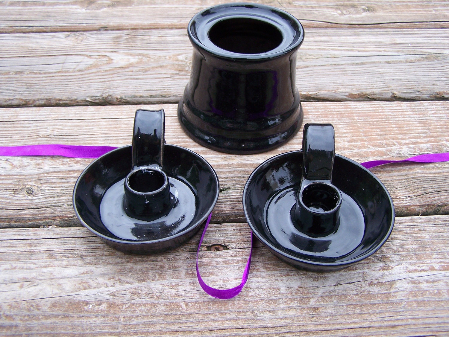 Unity Candle Set in Glossy Black