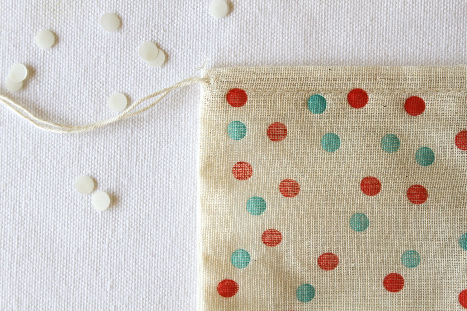 Confetti Dots Letterpress Muslin Sacks. Set of 6