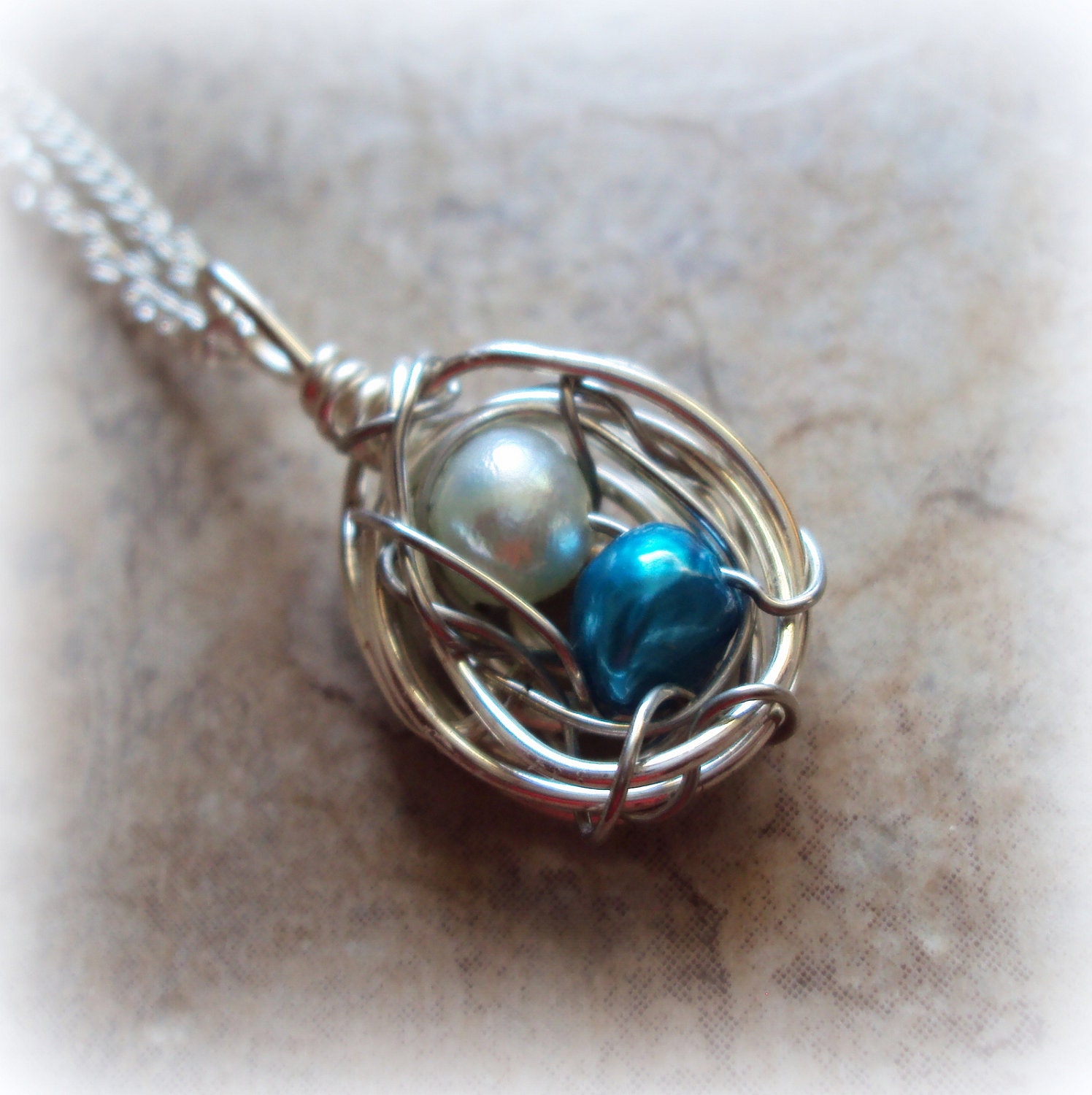 Baby Boy Necklace Mom Its a Boy Blue Love Nest Sterling Woodland Girl Twins Nature Inspired Handmade Jewelry on Etsy