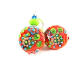 Orange Earrings, Botanical Earrings, Colorful Lampwork Earrings, Nature Earrings, Fall Earrings, Lampwork Jewelry - In Bloom