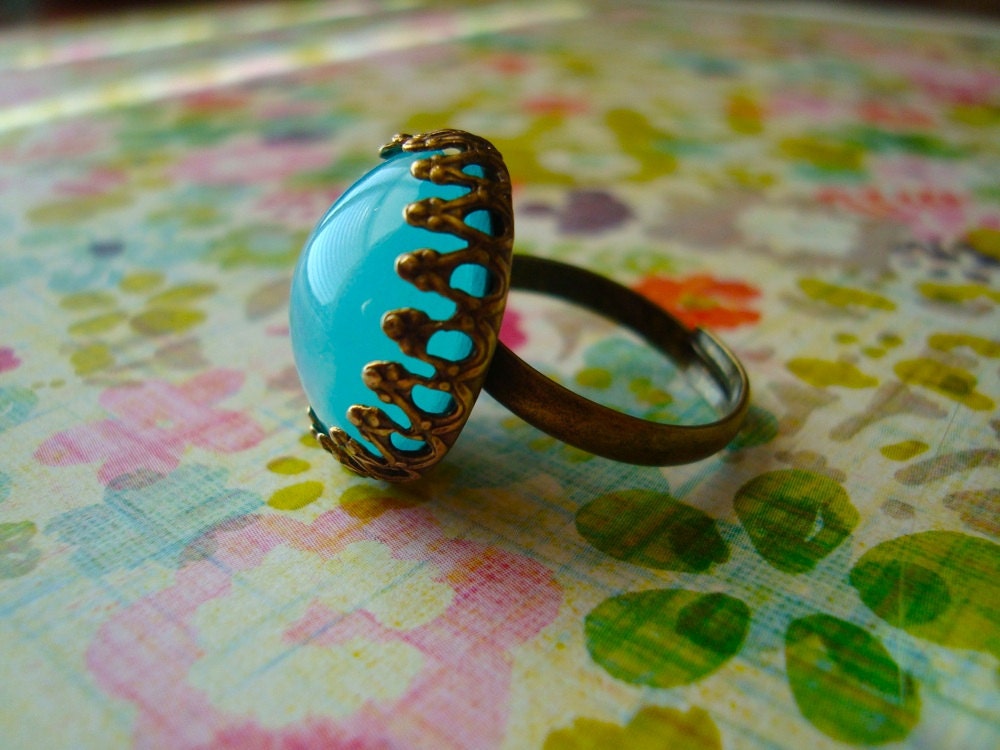 Chalcedony blue ring