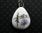 Mountain and Lavender Ink Art Pendant