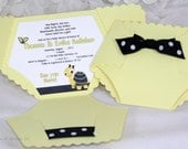 Diaper Baby Shower Invitation - Yellow and Black Turtle Il_170x135