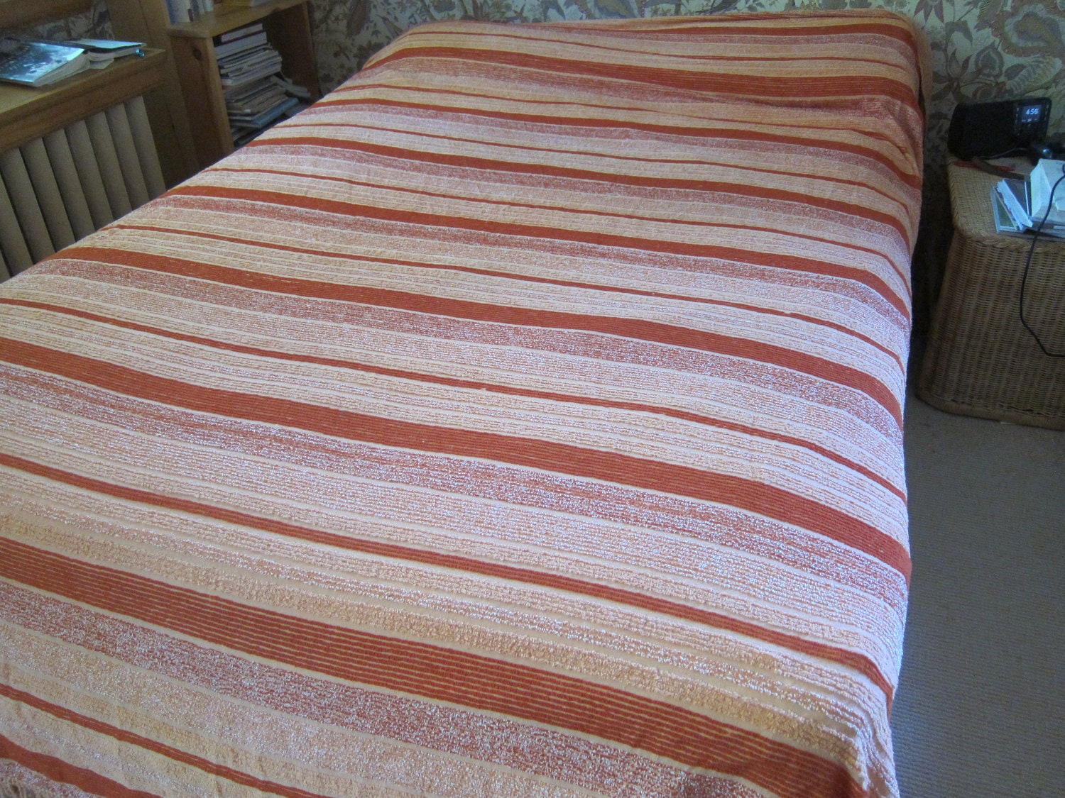 70s vintage chenille spread striped