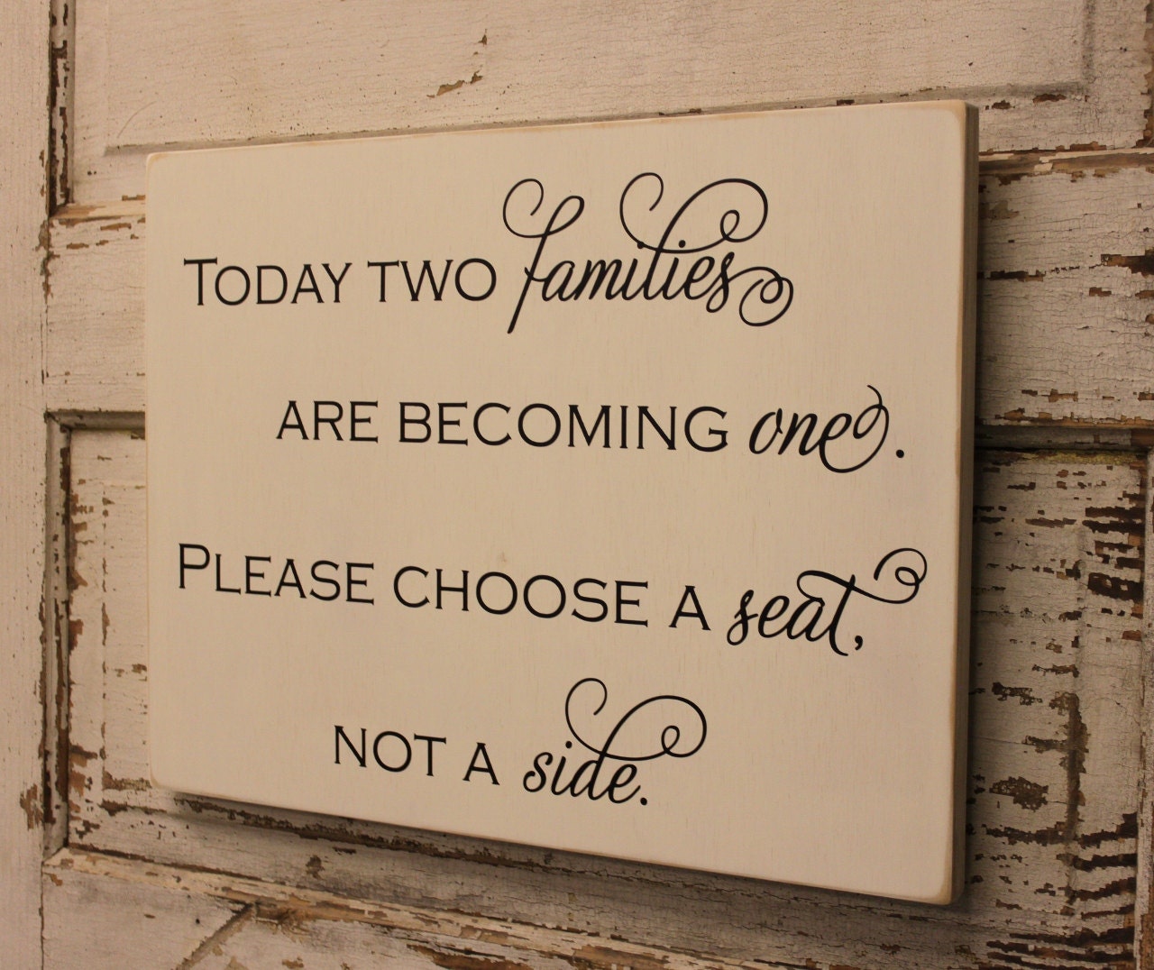 Choose a Seat not a Side - custom wedding sign - photo prop CARVED lettering