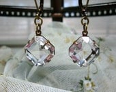 Estate Style Vintage Square Cut Clear Crystal Earrings Bridal Earrings Old Hollywood Sparkle Wedding Jewelry