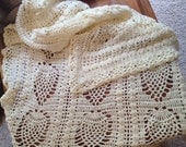 Lacy Crocheted Baby Blanket READY TO SHIP Free Shipping