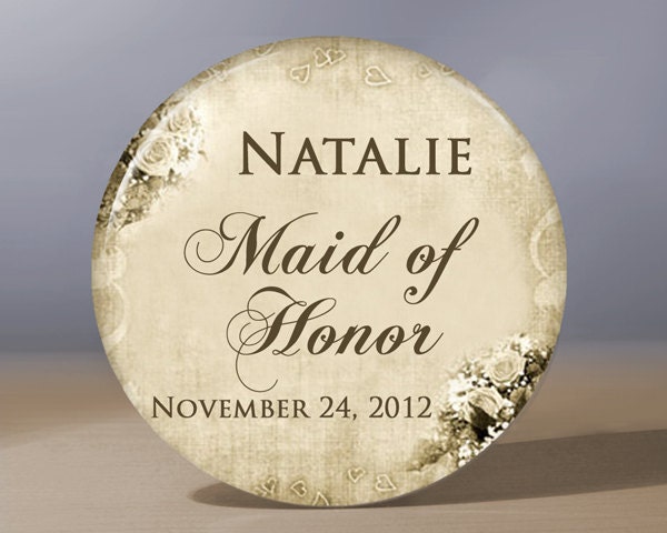 Pocket Mirror - Maid of Honor Elegant Vintage Look 3.5 inch Pocket Mirror with Gift Bag - Weddings - Maid of Honor Gift