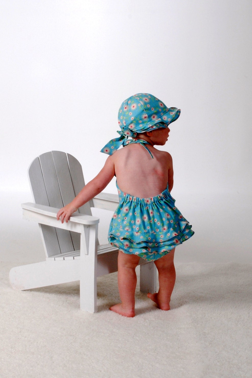 Sew Vintage Sun Suit and Flouncy Hat Pattern, Sizes 3 months - 24 Months, Baby Romper, Sun Bonnet
