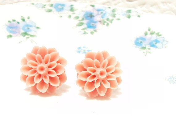 Lilith - Coral Flower Stud Earrings