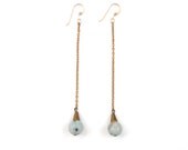Sesame jasper and brass cone chain earrings