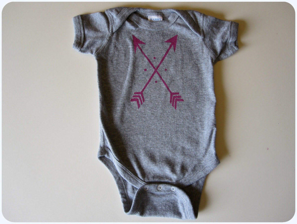 Baby Girl One Piece, Pink Cross Arrows, Tribal Embellished Onesie, Custom Size