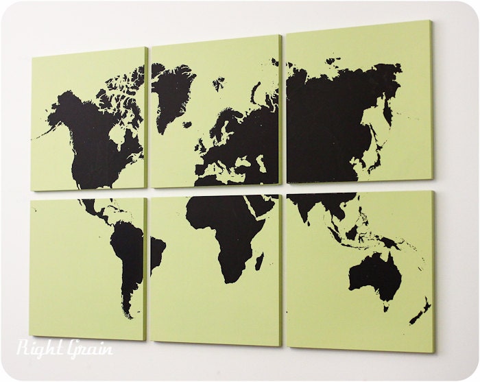 Modern World Map Painting - Large Wall Art Screen Print Made to Order