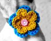 2 Color Crochet Dog Collar Flower- MORE COLORS