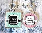 Pretty Moroccan Print Pet ID Tag-Teal or Pink