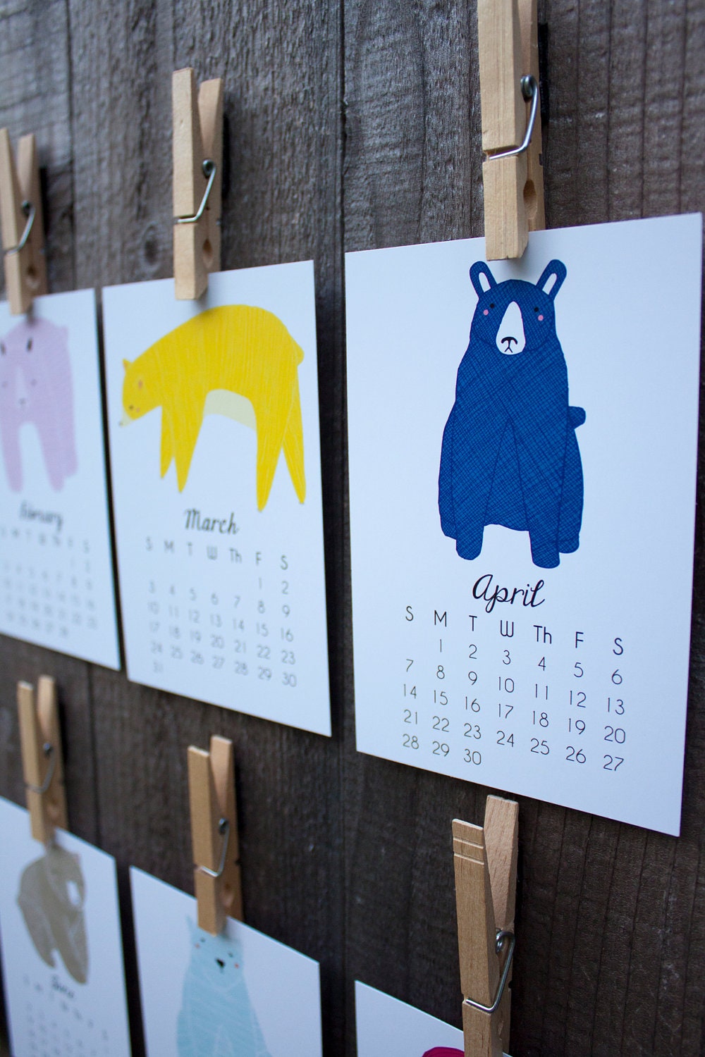 SALE 2013 Illustrated Little Bears Calendar with Display Easel, Desk Calendar, Wall Calendar Ready to Ship
