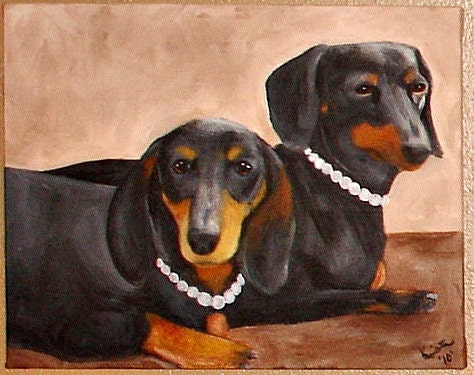 Custom Pet Portrait with Two Pets 12 x 15 by Kristen Dougherty