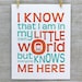 My Own World: Letterpress Nursery Art - Typography Art Print, Aqua Blue, Red, Orange (PEW2)