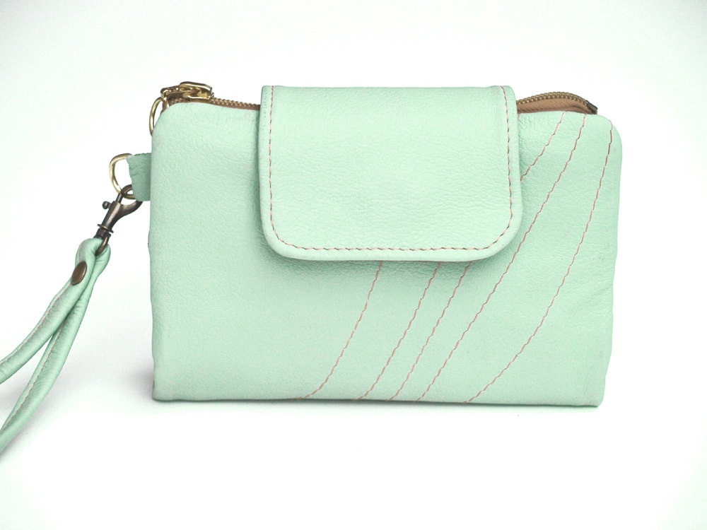 Aqua Wallet Wristlet, Aqua Mint Leather iPhone Wallet , Galaxy s3 wallet, iPhone 4, 4s, iPhone 5 Wallet, june inspired