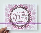 Nursery Decor, Graduation Gift, Purple, Plum, Violet Ombre, Mother Teresa, Do Small Things With Great Love, Inspiration, Inspiring Quote
