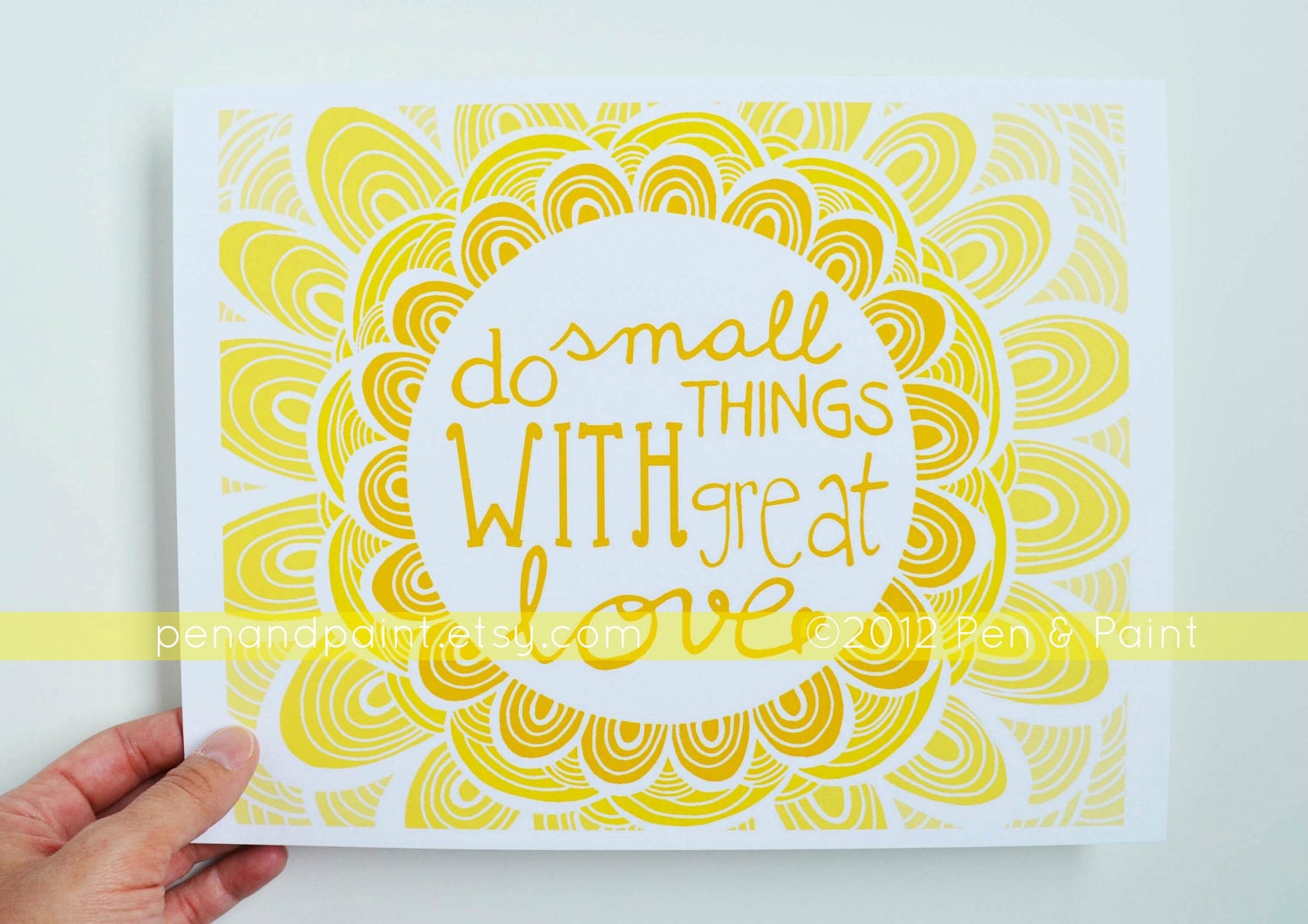 Graduation Gift, Sunshine, Yellow Ombre, Mother Teresa, Do Small Things With Great Love, Inspiration, Inspiring Quote 8 x 10 Art Print