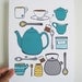 CHOOSE your color, Kitchen Art, Kitchen Decor, I love tea, Tea lover, teapot, tea cup, 8 x 10 Art Print