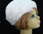 Vintage 60s White Feather Turban Hat