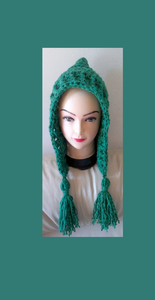 Crochet Pixie Hood Hat with tassel Pattern for Beginners -  All Sizes Newborn to Adult Number 105