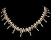 Bridal Necklace Beaded Swarovski Crystal White Pearl Chloe Free Shipping
