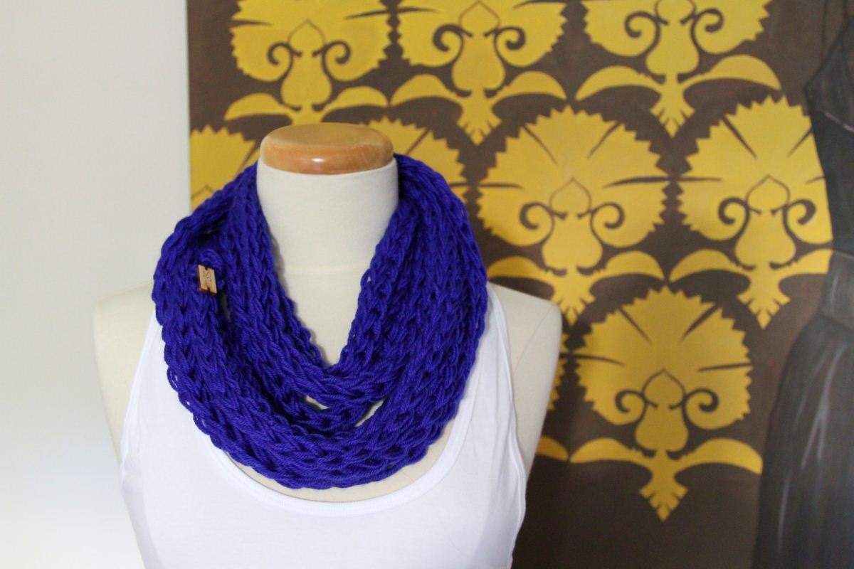 Rope infinity scarf in electric blue- free shipping