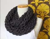 Lace knit infinity scarf in pewter