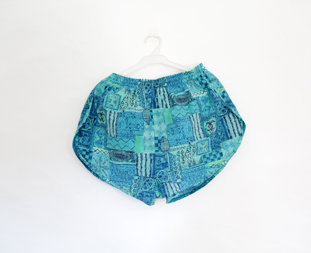 Vintage shorts / Speedo men's blue and green swim trunks / size L