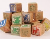 Vintage 1970s Whimsical Disney Fairytale Child's Blocks Set of 19.