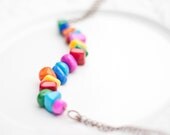 Long Statement Chain Necklace Colorful Jade Multicolor Copper Boho Glam Art Deco Bohemian fashion free shipping tbteam rusteam