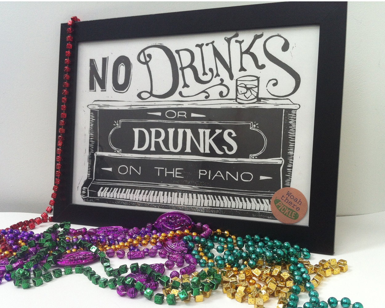 New Orleans Piano Drunks Linocut