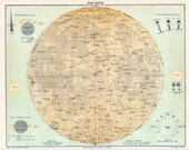 Antique Constellation "Surface of the Moon" Outer Space Nature Print - Stars Sky Night - Pastel Green Aqua Sepia