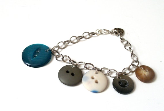 Recycled Button Charm Bracelet no.3