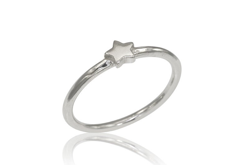 14K Star Engagement Ring, Star Ring Wedding Jewelry