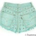 ALL SIZES "Heavy Metal" Vintage Levi high-waisted denim shorts pastel mint green turquoise studded back