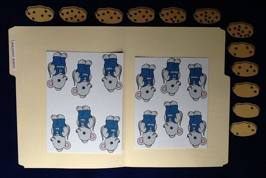 NEW Mouse and Cookie Counting and Numbers Laminated File Folder Game