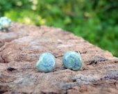 earring studs - porcelain shells in petrol bleu - earring posts