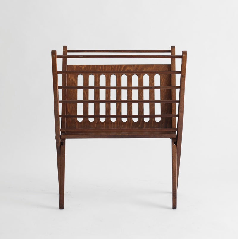 Vintage Mid Century Magazine Rack - Modern, Wood, Storage