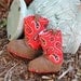 Baby Cowboy Boots Red Paisley and Brown Newborn