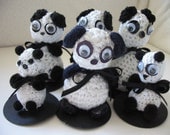 Amigurumi Panda Family. Set of 6, 1 3/4 to 2 1/2 Inches.