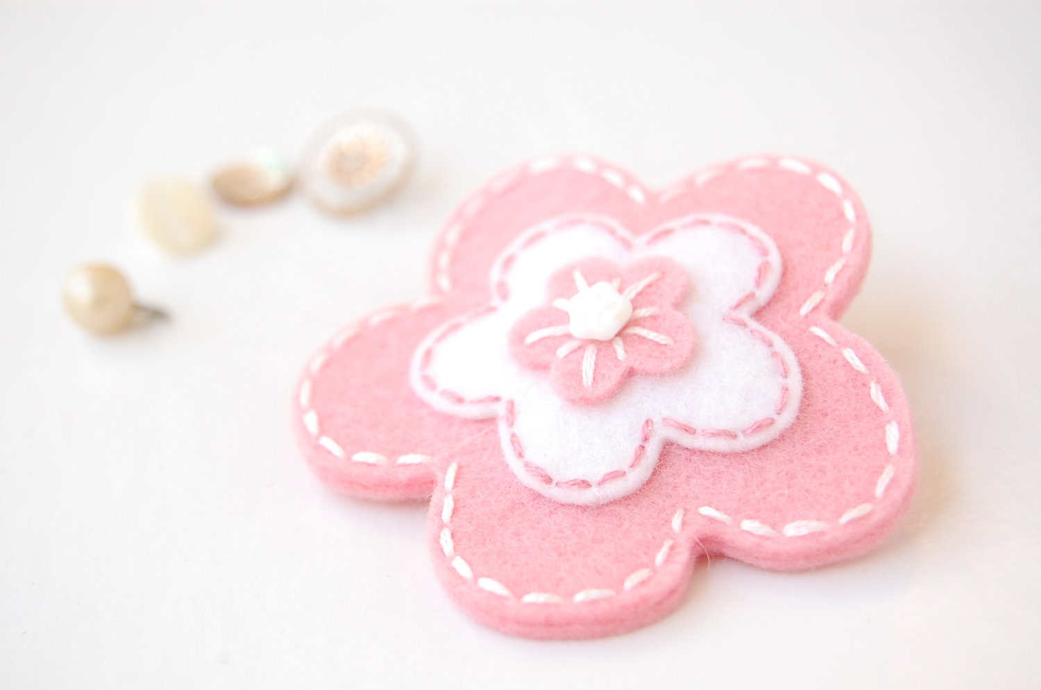 Pink and White Blossom Hair Clip