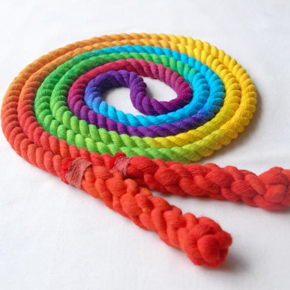 8-ft Single Jump Rope Skipping Rope, Hand-Spliced & Dyed, Rainbow Colors
