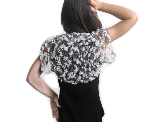 Elegant Shrug,  Bolero,  in Silver, Gray, Grey,  Spring Fashion, Trendy,Knitted