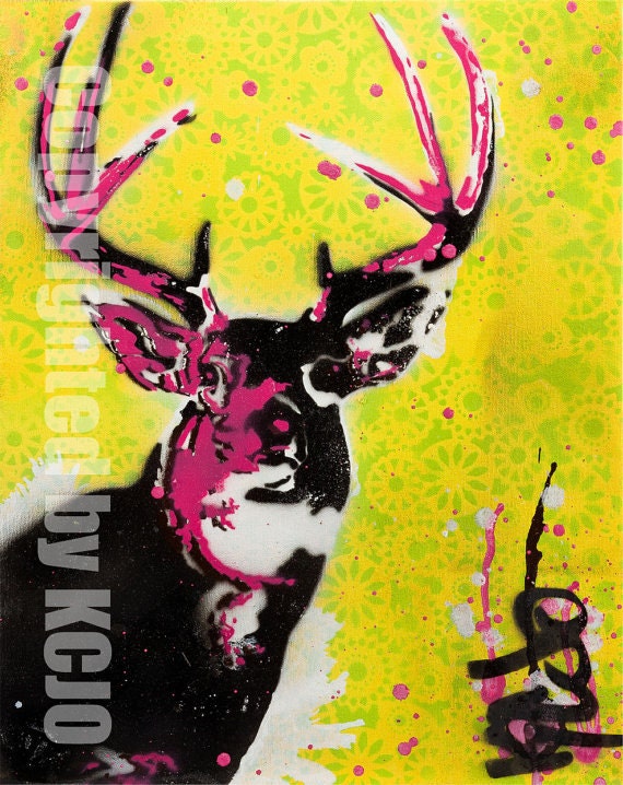 Pop art Deer with antlers original painting reproduction