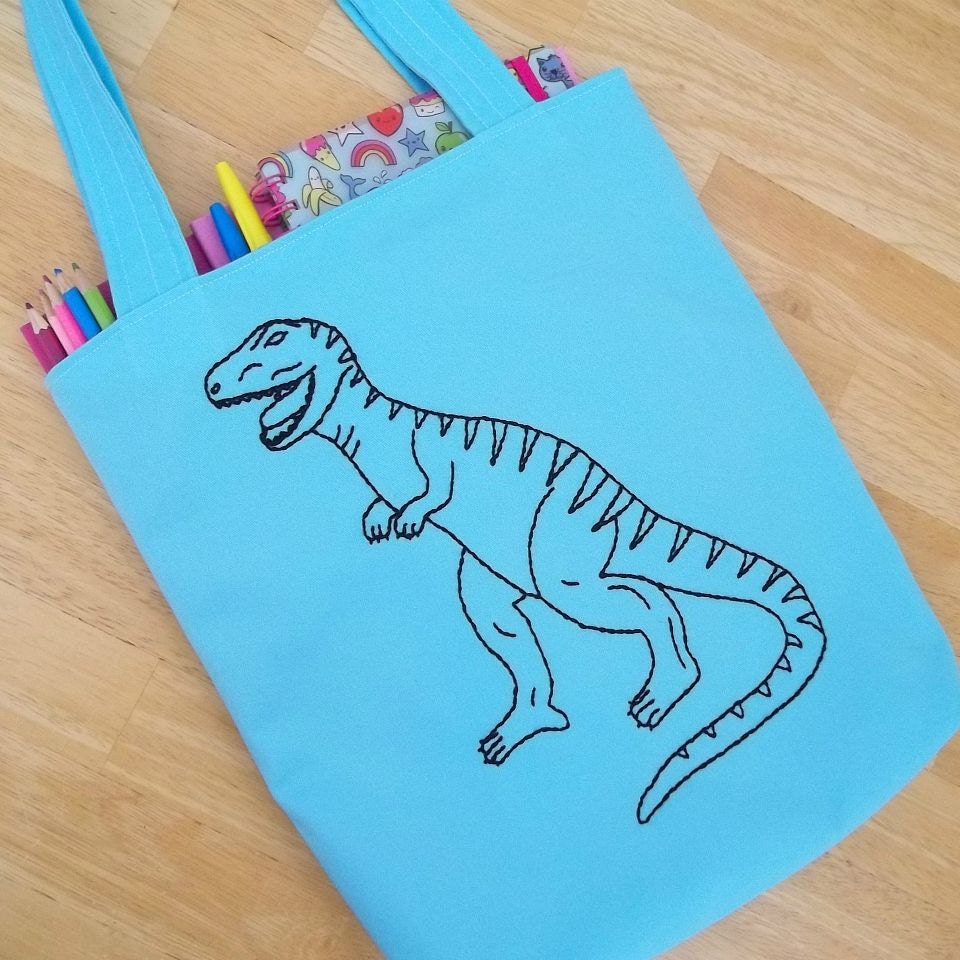 Bright Blue Dinosaur Tote Bag